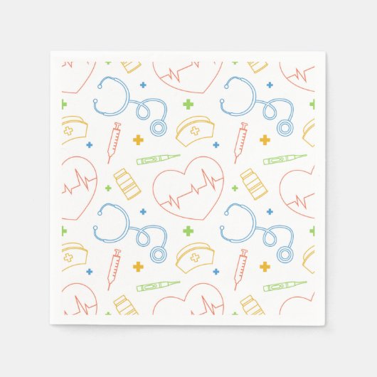 医師ナース医療緊急事態 スタンダードカクテルナプキン (正面)