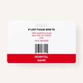 医師ナース緊急医療写真ID バッジ (裏面)