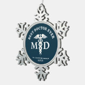 医師パーソナライズされた スノーフレークピューターオーナメント (右)