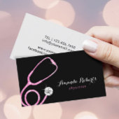 医師ピンクグリッター聴診器 名刺