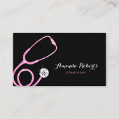 医師ピンクグリッター聴診器 名刺 (正面)