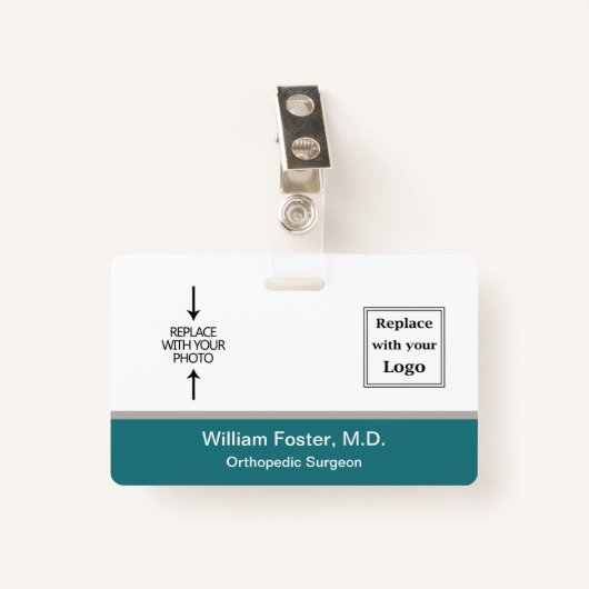 医師フォトロゴテンプレートIDバッジ バッジ (正面クリップ)