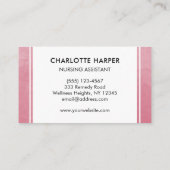 医師免許アシスタントピンク水彩色 名刺 (裏面)