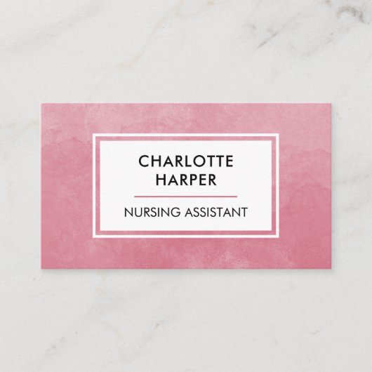 医師免許アシスタントピンク水彩色 名刺 (正面)