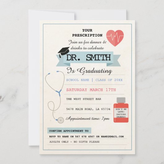 医師処方箋卒業党医科長 招待状 (正面)