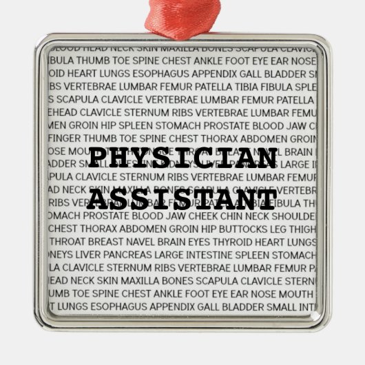 医師助手の医学用語クリスマス メタルオーナメント (正面)