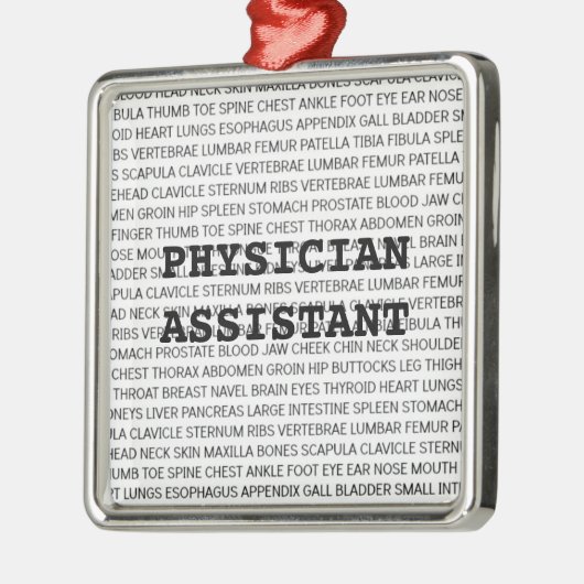 医師助手の医学用語クリスマス メタルオーナメント (左)