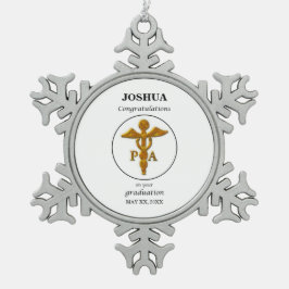 医師助手の卒業祝い スノーフレークピューターオーナメント