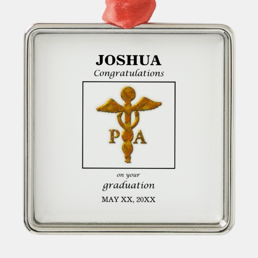 医師助手の卒業祝い メタルオーナメント (正面)