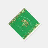 医師助手(PA)卒業 グリーンゴールド スタンダードカクテルナプキン (角)