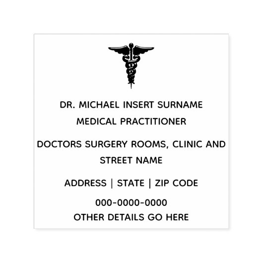 医師医療プロフェッショナルDIYカドゥセウス広場 セルフインキングスタンプ (デザイン)