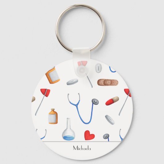医師又はナース医療機器パーソナライズされた キーホルダー (正面)