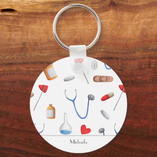 医師又はナース医療機器パーソナライズされた キーホルダー (正面)