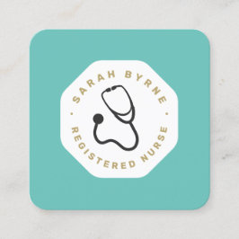医師又はナース聴診器の名刺 スクエア名刺