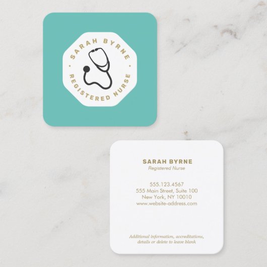 医師又はナース聴診器の名刺 スクエア名刺 (正面/裏面)