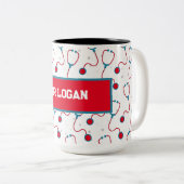 医師名カスタム聴診器 医療ギフト ツートーンマグカップ (正面右)