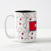 医師名カスタム聴診器 医療ギフト ツートーンマグカップ (左)