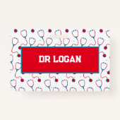 医師名カスタム聴診器 医療ギフト バッジ (裏面)