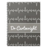 医師名カスタムECG EKG医療ハートギフト ノートブック (正面)