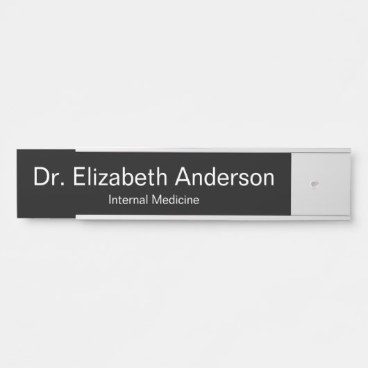 医師名専門白黒メディカルオフィス サインプレート (正面)