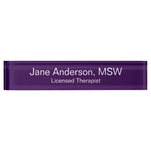 医師名専門紫色ホワイトメディカルオフィス デスクネームプレート (正面)