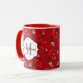 医師名用の赤色医療用聴診器 マグカップ (正面左)