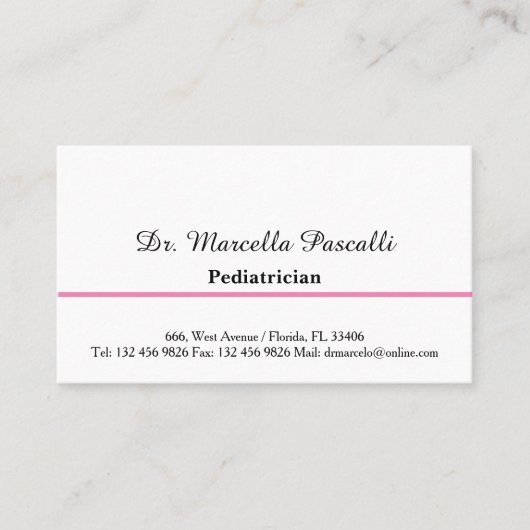 医師小児科ピンクの名刺 名刺 (正面)