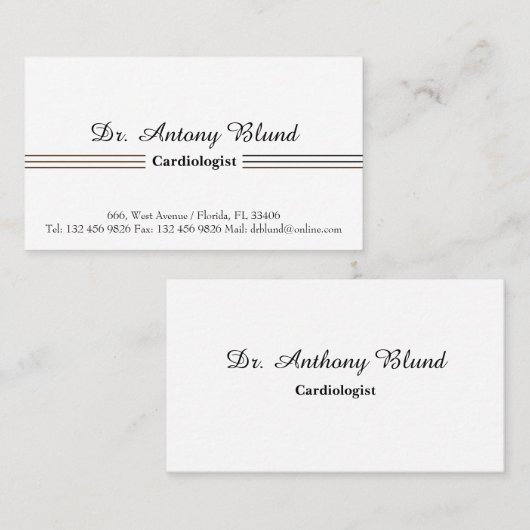 医師心臓医エレガントシンプル 名刺 (正面/裏面)