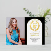 医師歯科手術写真卒業金ゴールド 箔招待状 (立ち正面)