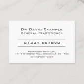 医師用または一般開業者用写真 名刺 (裏面)