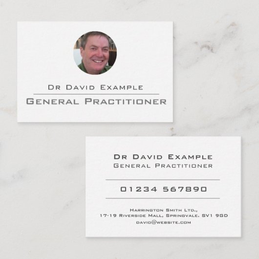 医師用または一般開業者用写真 名刺 (正面/裏面)