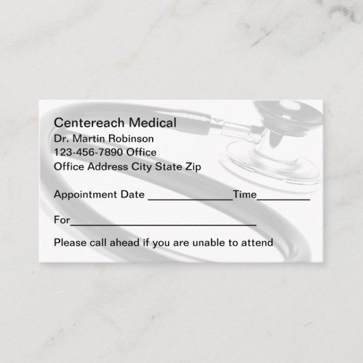医師用医療アポイントメントカード 予約カード (正面)