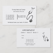 医師白黒医用スケッチ聴診器 予約カード (正面/裏面)