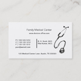 医師白黒医用スケッチ聴診器 予約カード