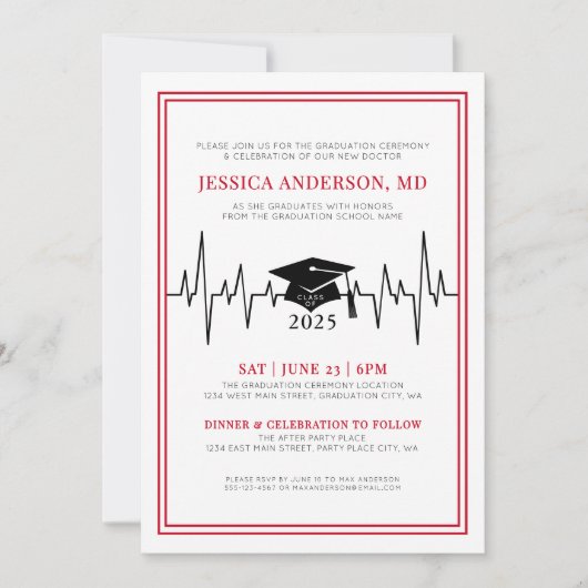 医師看護学校卒業 招待状 (正面)