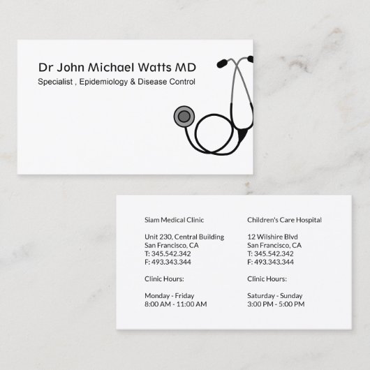 医師聴診器 名刺 (正面/裏面)