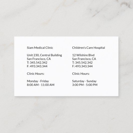 医師聴診器 名刺 (裏面)