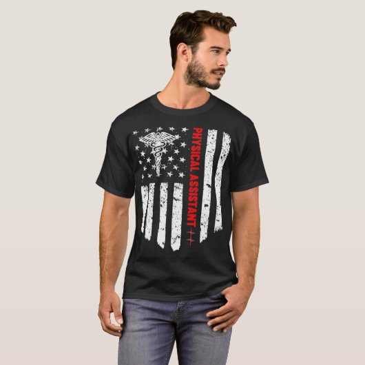 医師補佐米国国旗愛国メディチ Tシャツ (正面フル)