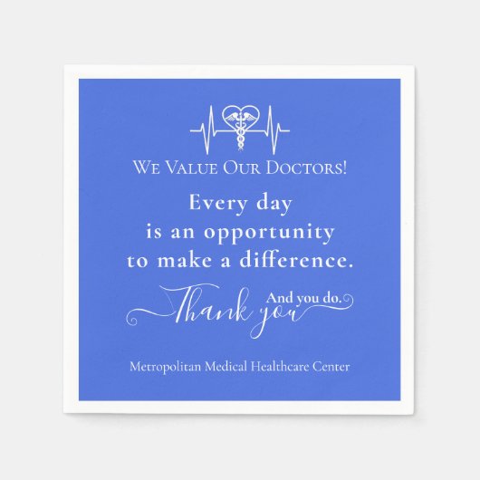 医師鑑賞週間ヘルスケアシンボルのバルク スタンダードカクテルナプキン (正面)