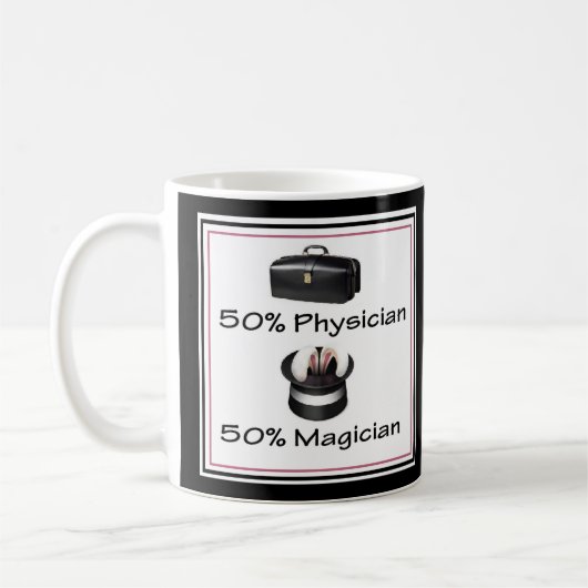 医師50% マジシャン50% ドクターマグ コーヒーマグカップ (左)