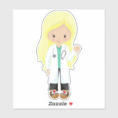 医師，ナース，聴診器，ラボコート，ブロンド髪 シール (シート)
