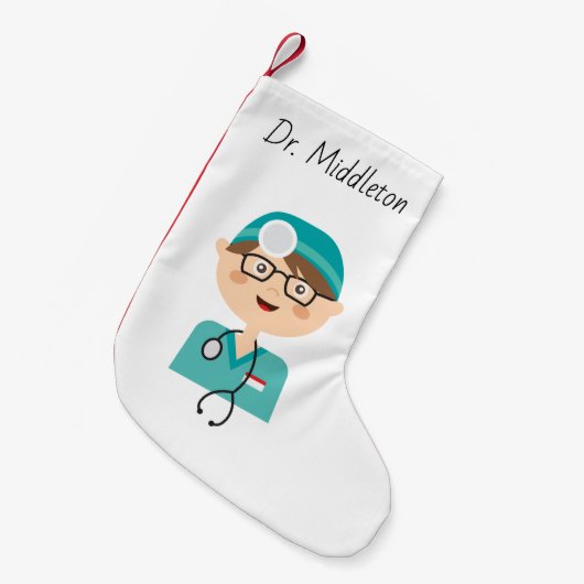 医師 – 医師 – 医療助手 スモールクリスマスストッキング (正面 (吊り時))