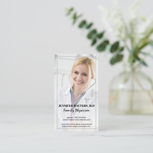 医師 |医師 |聴診器 |ヘルス 名刺 (スタンド正面)