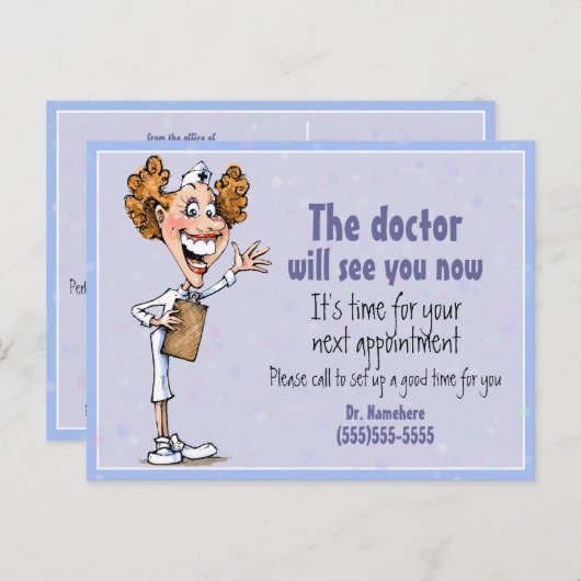 医師/医療アポイントメントリマインダーカード ポストカード (正面/裏面)