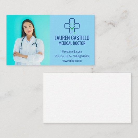 医師 | 病院健康ロゴ 名刺 (正面/裏面)