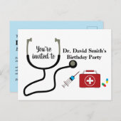 医師、看護師、医療誕生日 インビテーションポストカード (正面/裏面)