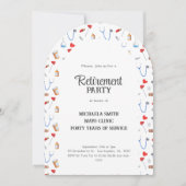 医師 看護師 引退パーティー アーチ 招待状 (正面)