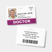 医師 看護師 ID バッジ 写真 ロゴ モダン ベリー (正面&裏面)