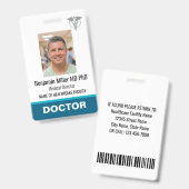 医師 看護師 ID バッジ 写真 ロゴ 医師 MD ティール (正面&裏面)