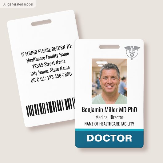 医師 看護師 ID バッジ 写真 ロゴ 医師 MD ティール